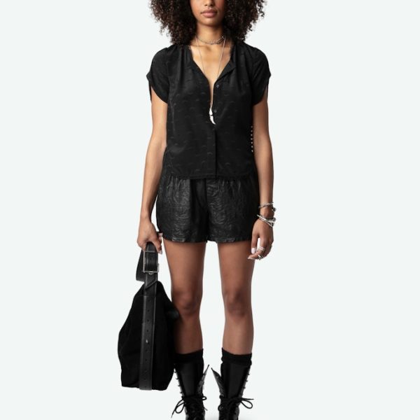 Top Tiffiny Wings Soie Jacquard Noir - Taille XS - Femme - Zadig & Voltaire