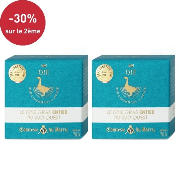 Lot de  2 Foies gras d’oie entier du Sud-Ouest 70g-Comtesse du Barry