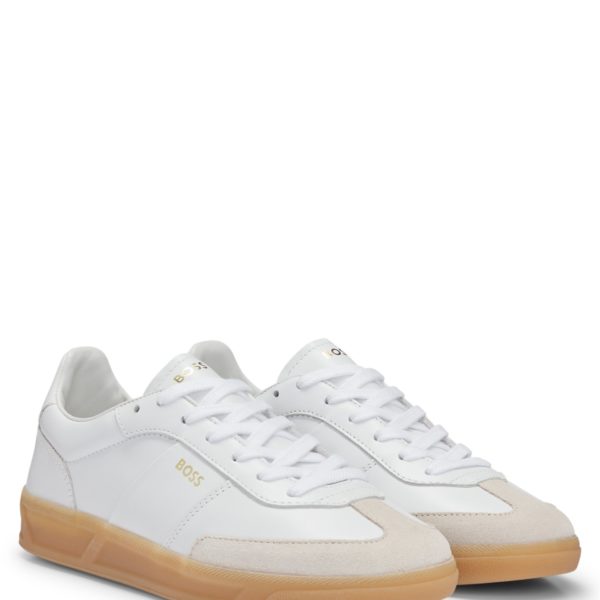 Baskets en cuir à lacets et finitions en cuir suédé – Hugo Boss