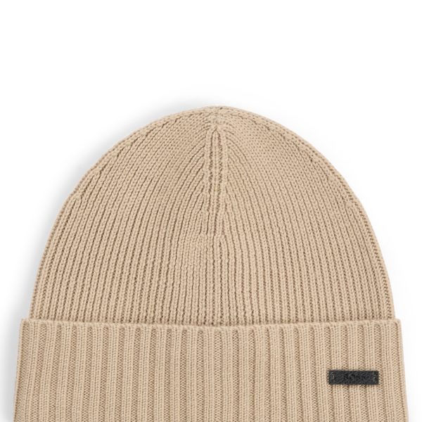 Bonnet côtelé en laine mérinos – Hugo Boss