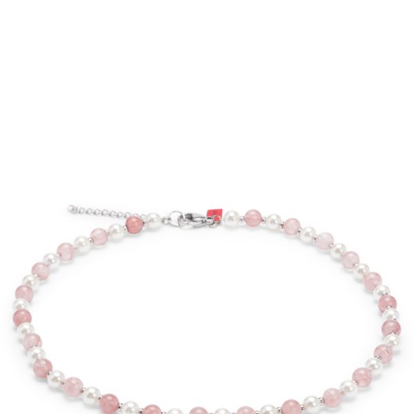 Collier ajustable avec perles naturelles et pierres roses – Hugo Boss