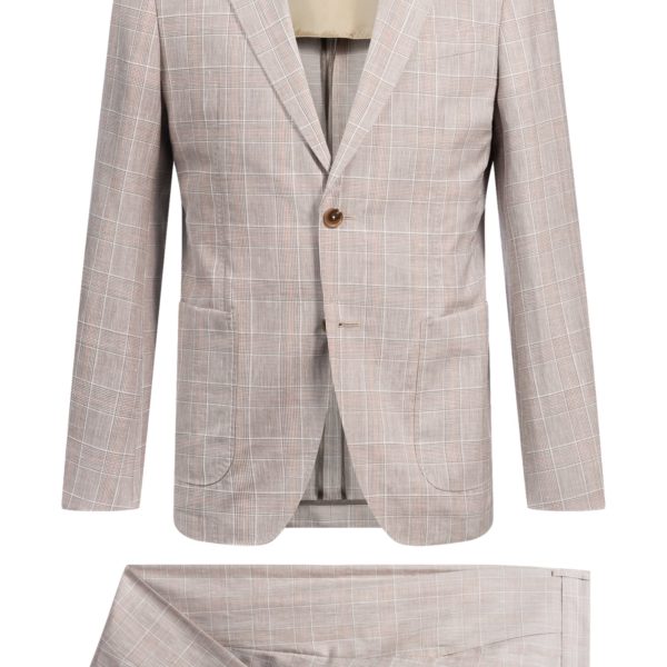 Costume Slim à carreaux en laine vierge, soie et lin – Hugo Boss