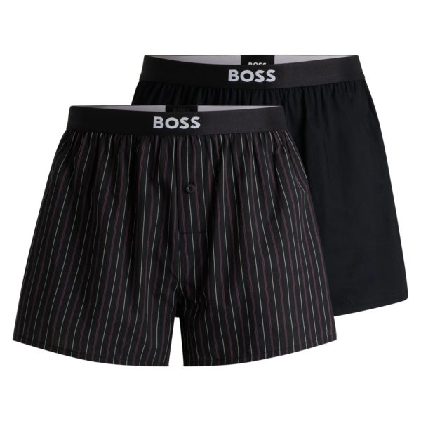 Lot de deux shorts de pyjama en popeline de coton avec logos – Hugo Boss
