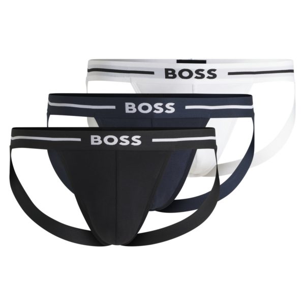 Lot de trois jockstraps en coton stretch – Hugo Boss