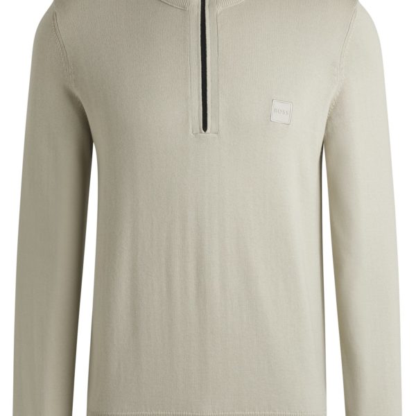 Pull à encolure zippée en coton et cachemire avec patch logoté – Hugo Boss