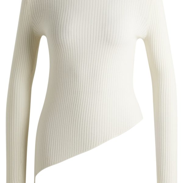 Pull en maille côtelée transparente avec base asymétrique – Hugo Boss