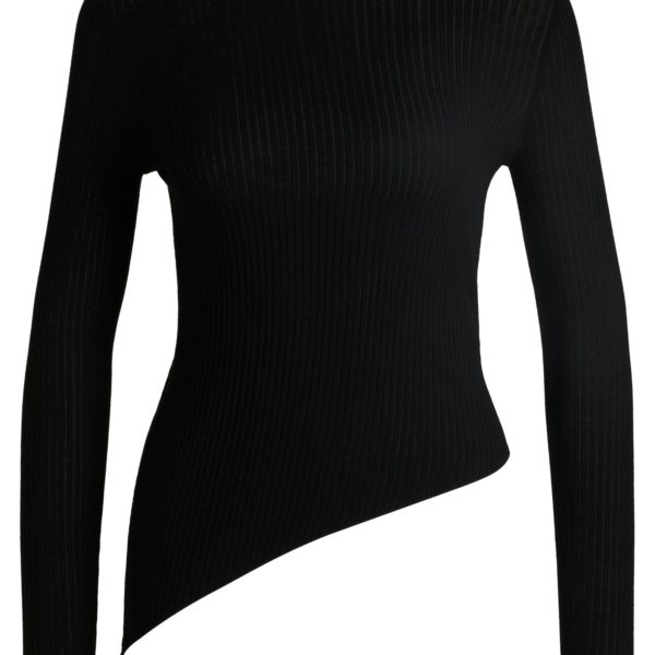 Pull en maille côtelée transparente avec base asymétrique – Hugo Boss