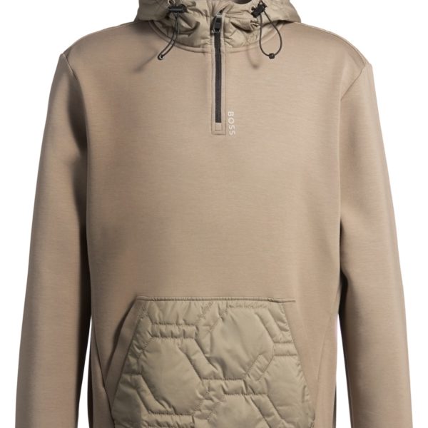 Sweat à capuche avec encolure zippée et matelassage – Hugo Boss