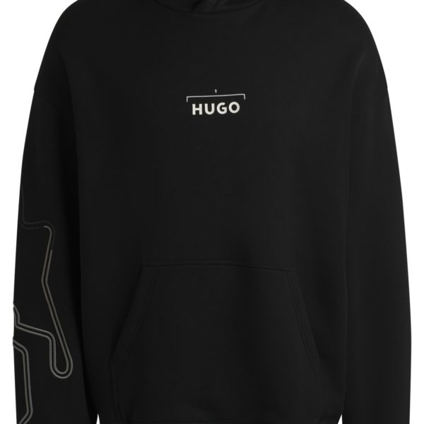 Sweat à capuche en coton mélangé à imprimé course automobile – Hugo Boss
