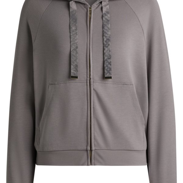 Sweat à capuche zippé en tissu interlock avec détails monogrammes – Hugo Boss
