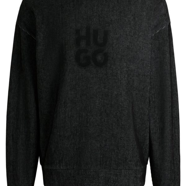 Sweat côtelé en coton mélangé à logo imprimé revisité effet fumé – Hugo Boss