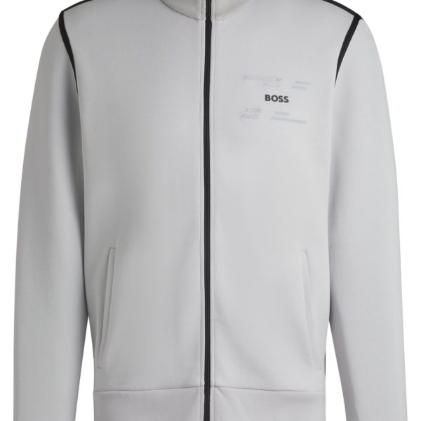 Sweat zippé en coton mélangé à logo artistique – Hugo Boss