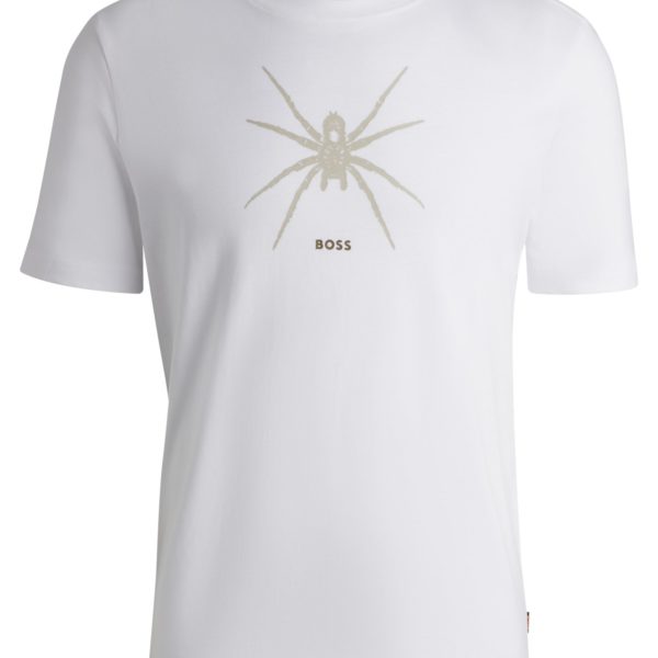 T-shirt à col rond en coton avec imprimé de la saison – Hugo Boss
