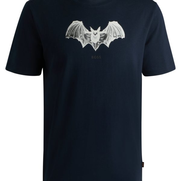 T-shirt à col rond en coton avec imprimé de la saison – Hugo Boss
