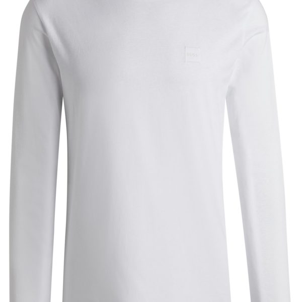 T-shirt à manches longues en coton avec patch logoté tissé – Hugo Boss