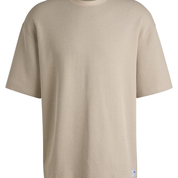 T-shirt en jersey de coton avec patch logoté bleu – Hugo Boss