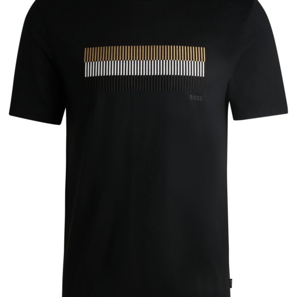T-shirt en coton mercerisé à motif artistique logoté – Hugo Boss