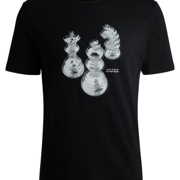 T-shirt en jersey de coton à imprimé échecs – Hugo Boss