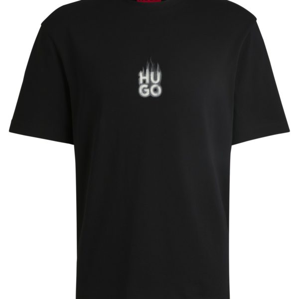 T-shirt en jersey de coton avec logos imprimés revisités effet fumé – Hugo Boss