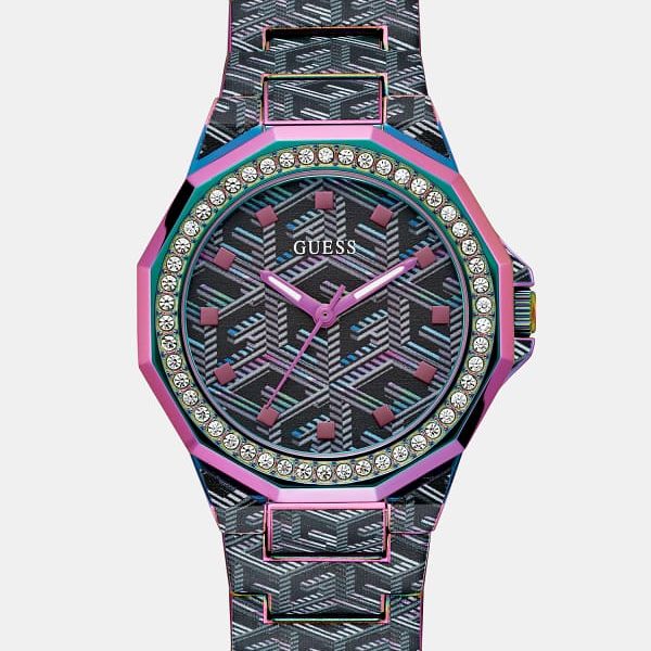 Montre Analogique Avec Imprimé Logo G Cube All Over – Guess