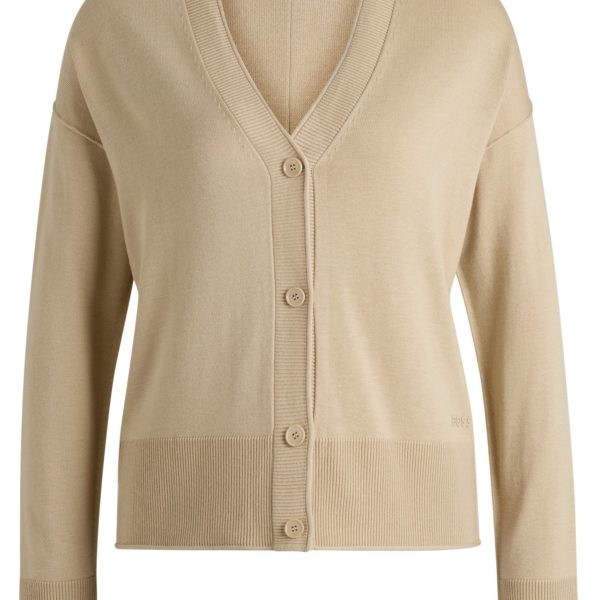 Cardigan Regular en fil doux avec logo en silicone – Hugo Boss