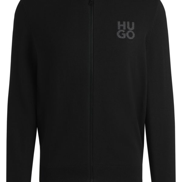 Cardigan zippé en coton avec logo revisité – Hugo Boss