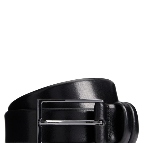 Ceinture en cuir au tannage végétal avec détail en métal couleur acier – Hugo Boss