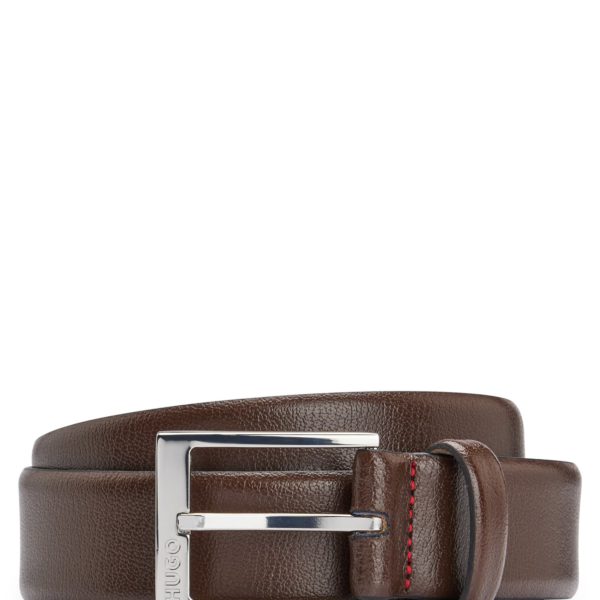 Ceinture en cuir grainé avec logo en métal argenté – Hugo Boss