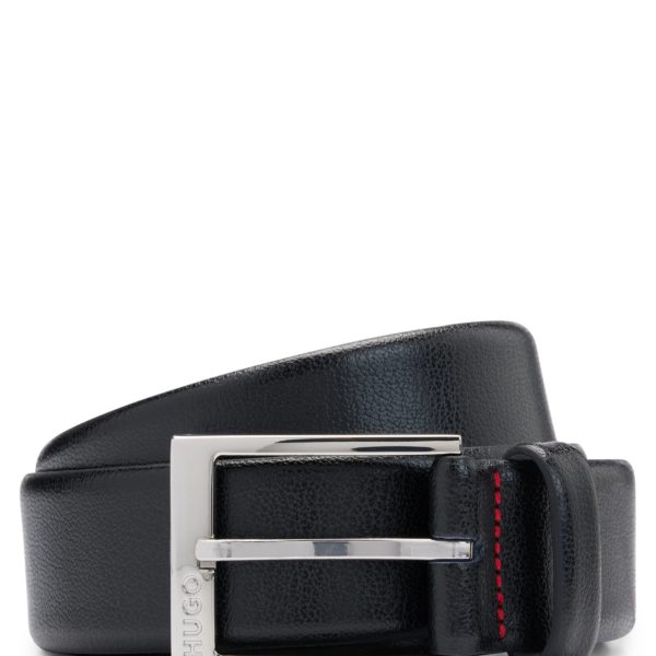 Ceinture en cuir grainé avec logo en métal argenté – Hugo Boss