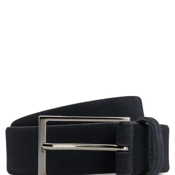 Ceinture en cuir suédé avec logo et boucle couleur acier – Hugo Boss