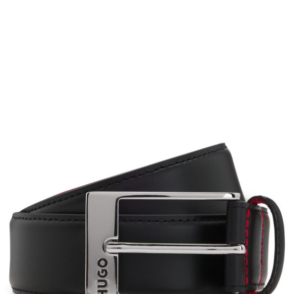 Ceinture en cuir verni avec doublure rouge – Hugo Boss