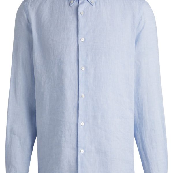 Chemise Regular à pointes boutonnées en lin – Hugo Boss