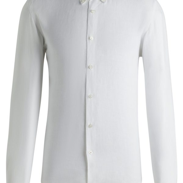 Chemise Regular à pointes boutonnées en lin – Hugo Boss