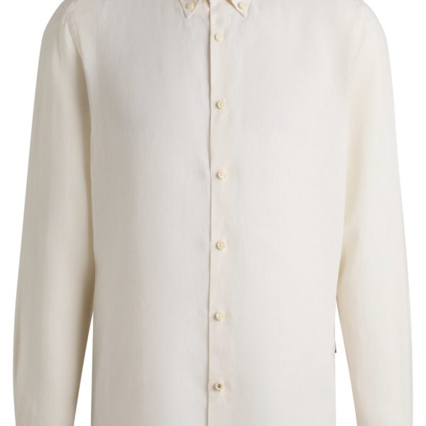 Chemise Regular à pointes boutonnées en lin – Hugo Boss