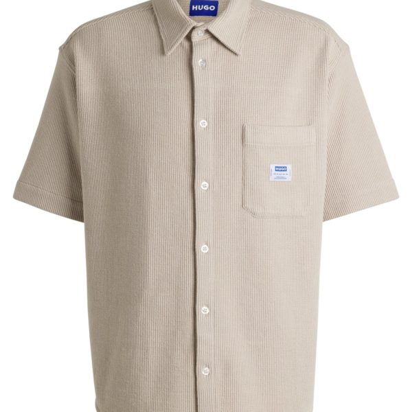 Hugo Boss Chemise à manches courtes en coton mélangé à la structure gaufrée
