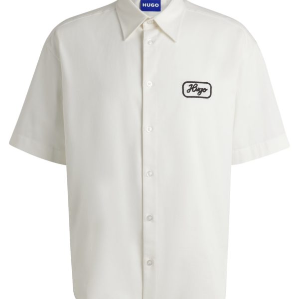 Hugo Boss Chemise en twill de coton à motif artistique brodé
