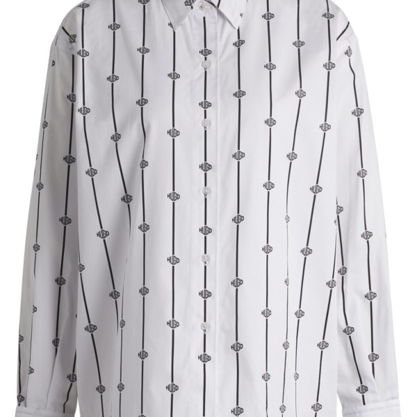 Chemisier Oversize en popeline de coton à rayures et logo – Hugo Boss
