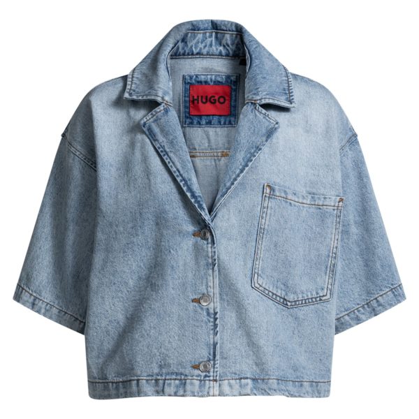 Chemisier Relaxed en denim rigide poivre et sel – Hugo Boss