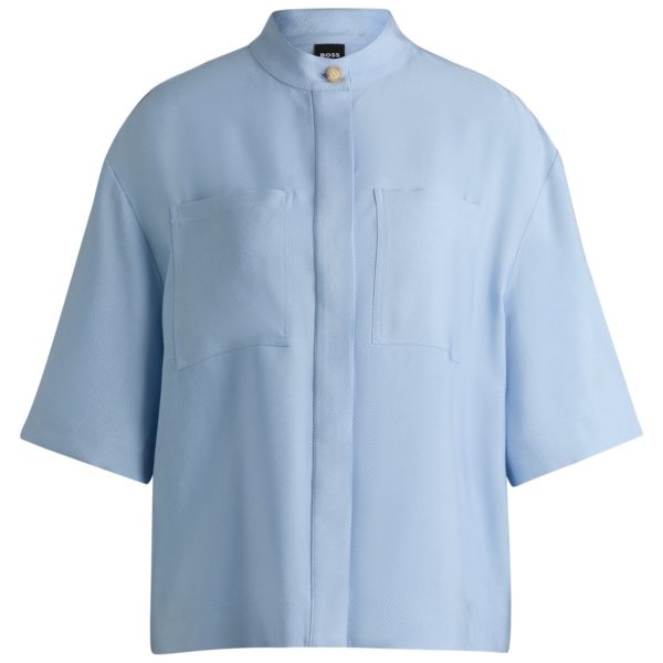 Chemisier Relaxed en twill doux avec col mao – Hugo Boss