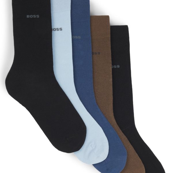 Lot de cinq paires de chaussettes mi-mollet en coton mélangé – Hugo Boss