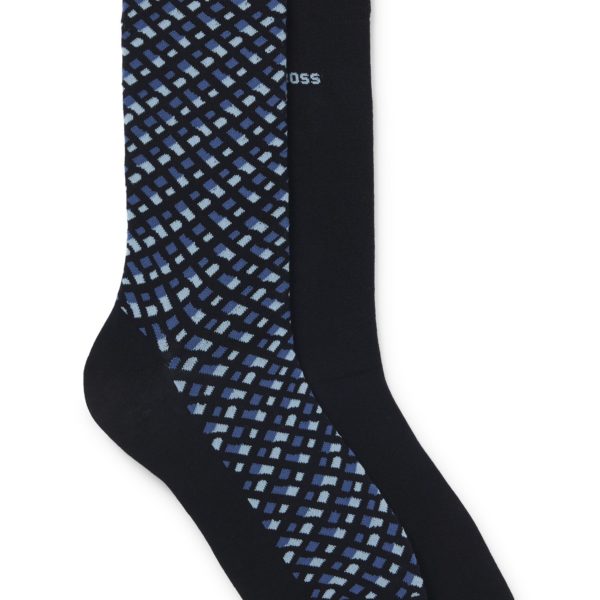 Lot de deux paires de chaussettes mi-mollet en coton mélangé – Hugo Boss