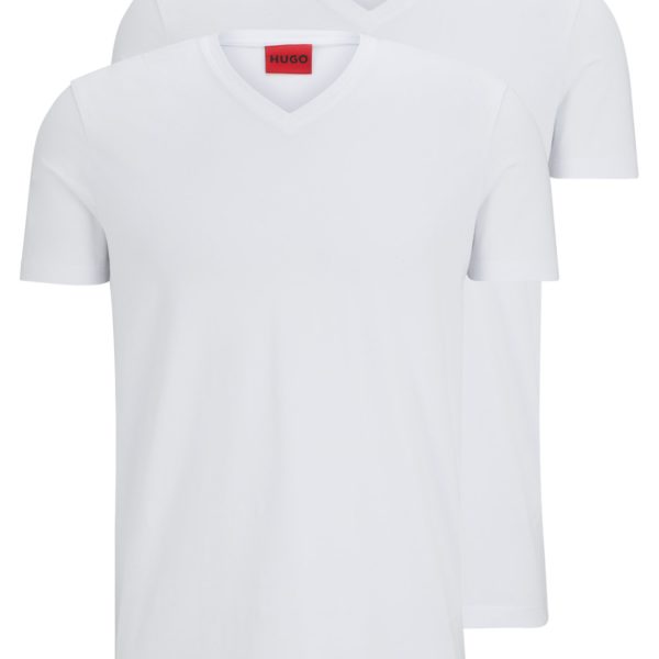 Lot de deux t-shirts à col V en coton stretch – Hugo Boss