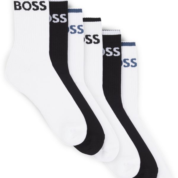 Lot de six paires de chaussettes courtes côtelées en coton mélangé – Hugo Boss