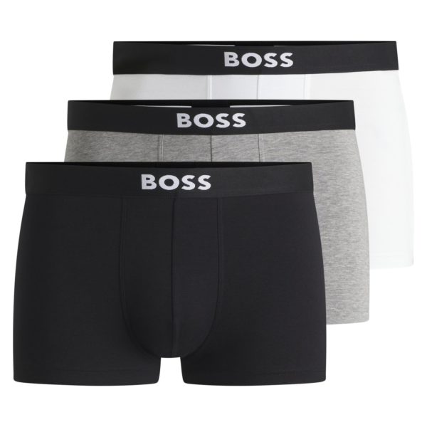 Lot de trois boxers courts en coton stretch avec logo à la taille – Hugo Boss