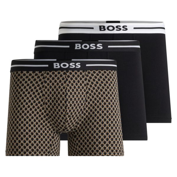 Lot de trois boxers longs en coton stretch à logo – Hugo Boss
