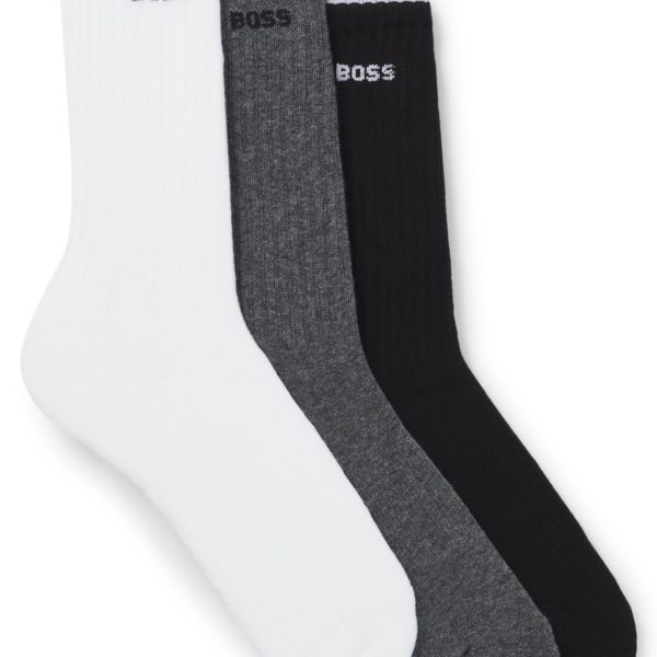 Lot de trois paires de chaussettes basses en coton mélangé avec logos – Hugo Boss