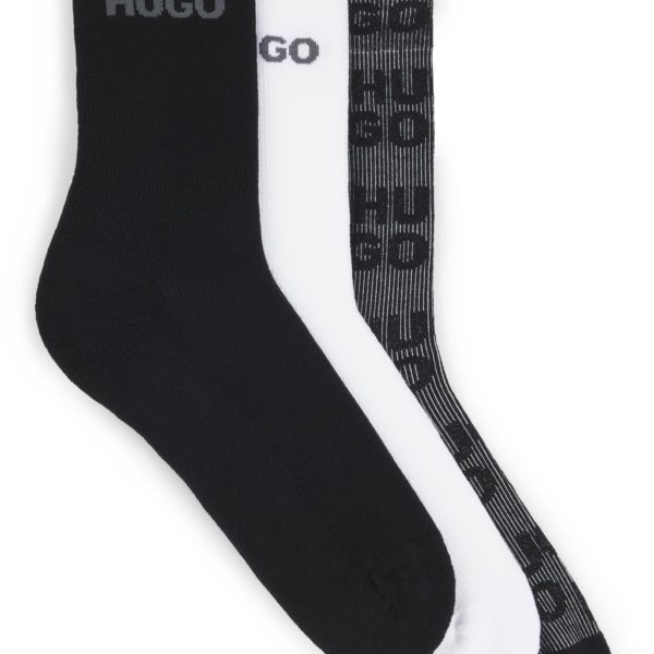 Lot de trois paires de chaussettes mi-mollet à logo – Hugo Boss
