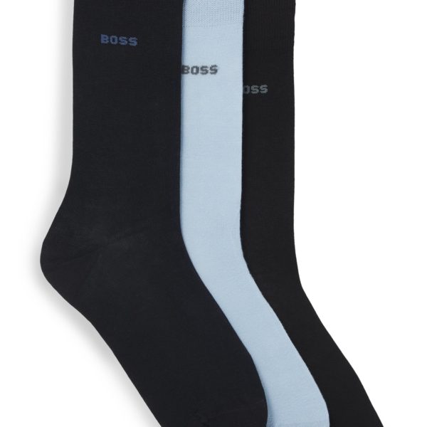 Lot de trois paires de chaussettes mi-mollet en coton mélangé – Hugo Boss