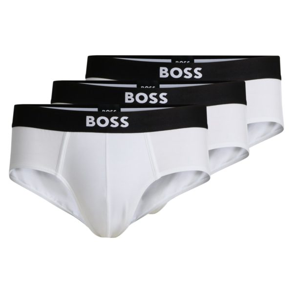 Lot de trois slips en coton stretch avec taille logotée – Hugo Boss