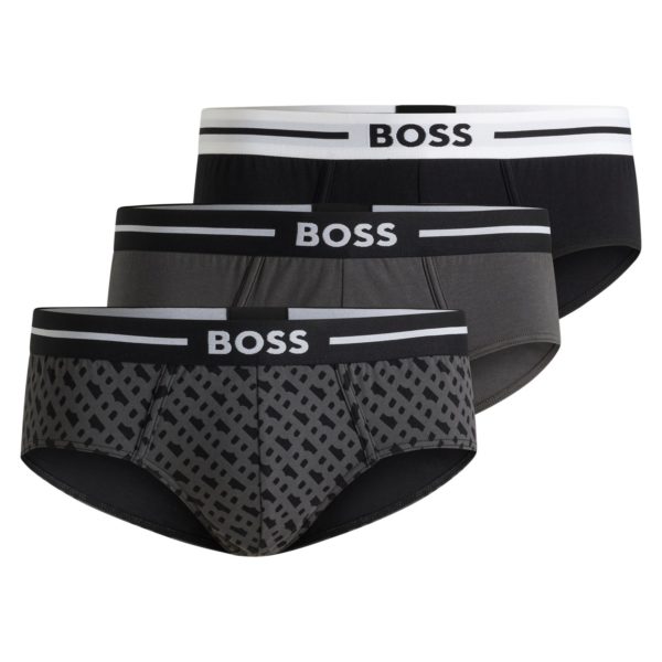 Lot de trois slips logotés en coton stretch – Hugo Boss